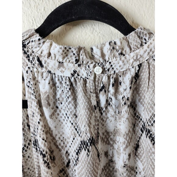 Apt. 9 L Snake Print Halter Mock Neck Top Yellow Side Stripe Sleeveless - Picture 3 of 8